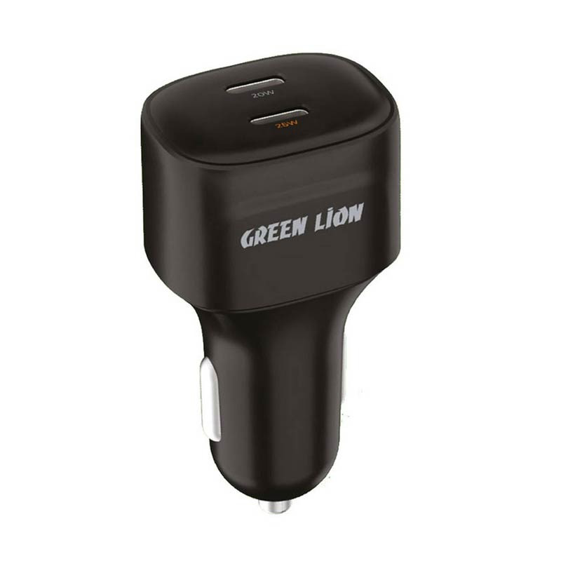 Green Dual Port USB-C Car Charger 45W Black