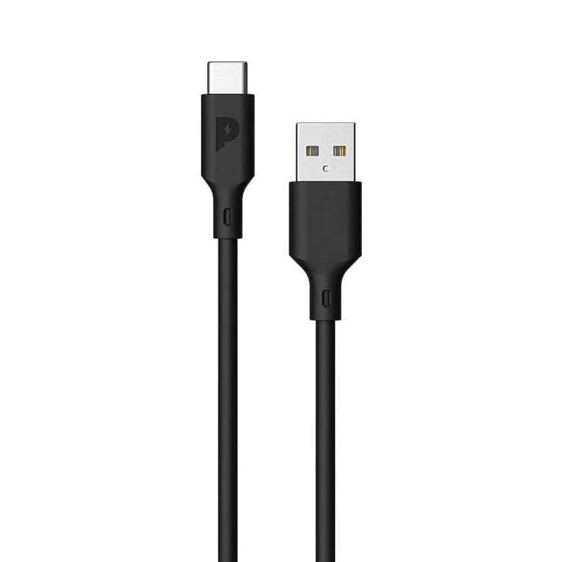 Powerology PVC USB-A to Type-C 3A Cable 1.2m Black