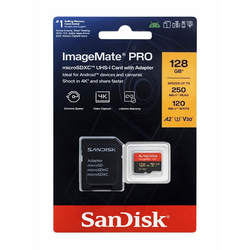 SanDisk 128GB ImageMate PRO microSDXC UHS-1 Memory Card with Adapter